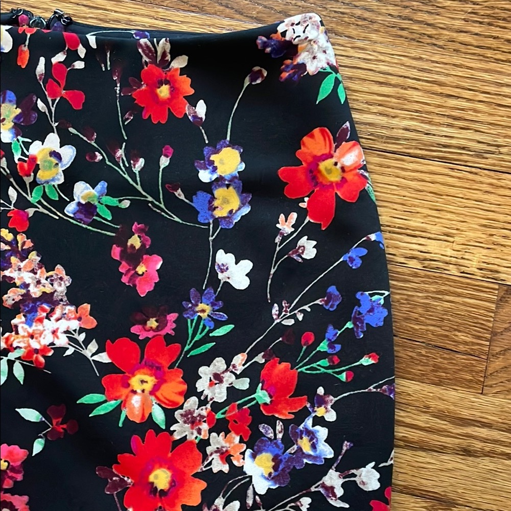 Express Black Floral Pencil Skirt with Red & Blue Accents - Picture 3 of 4
